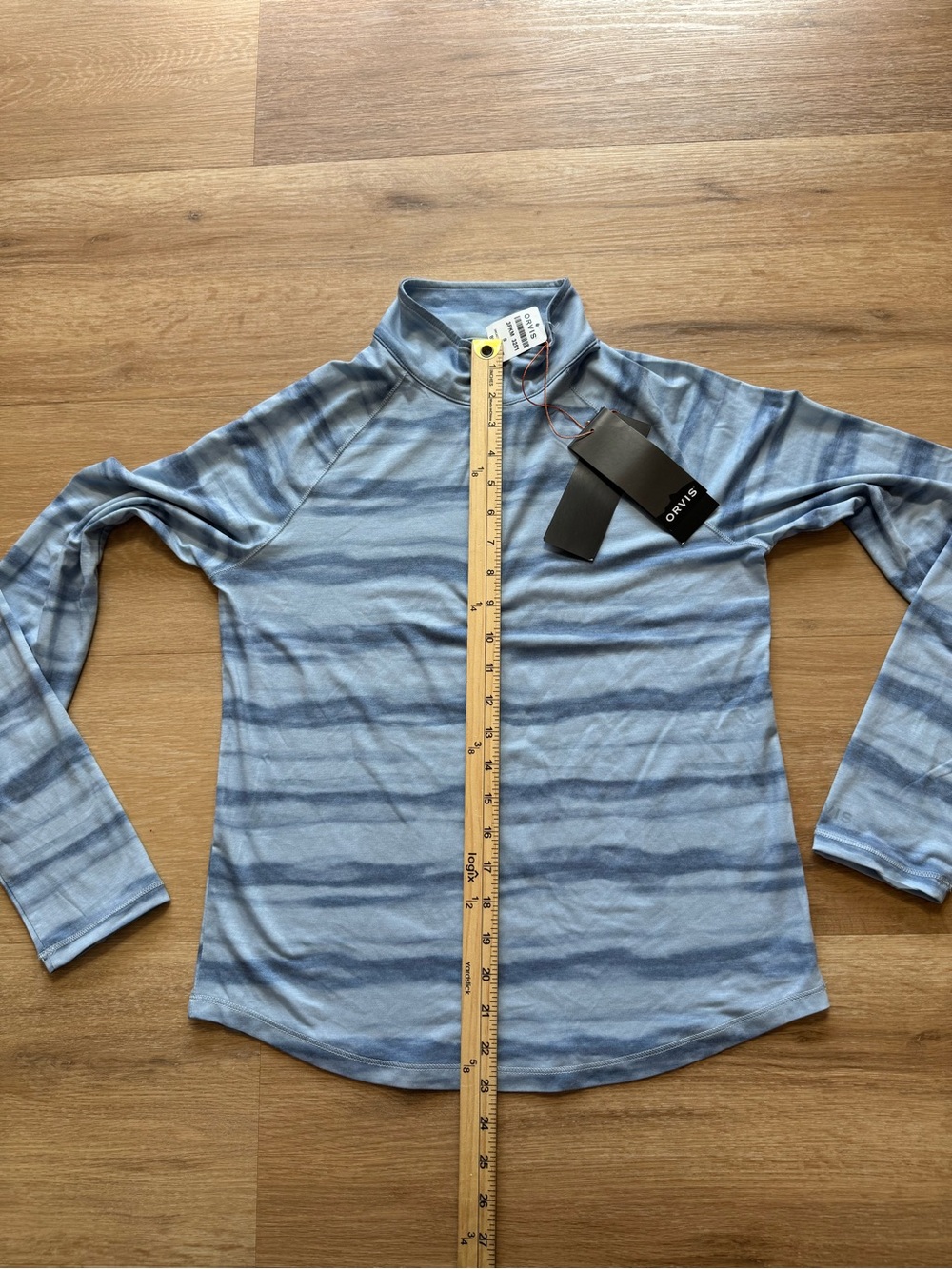 Orvis Light Blue Striped Half-Zip Mock Neck Pullover - Picture 6 of 11